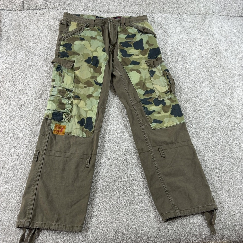 Heritage By America 76 Cago Pants Mens 40x34 Green Camo Straight Leg Cotton